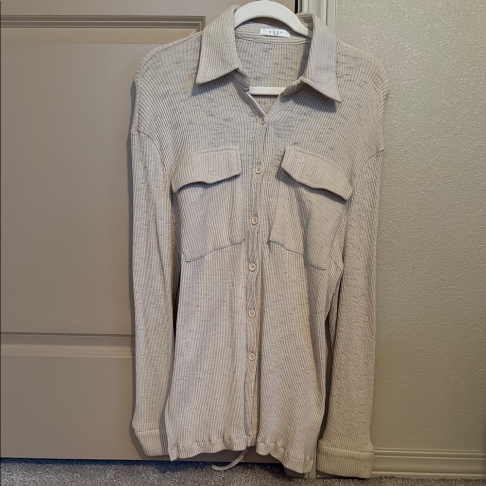 Source Unknown Ribbed Long Sleeve Button Up Tunic… - image 1